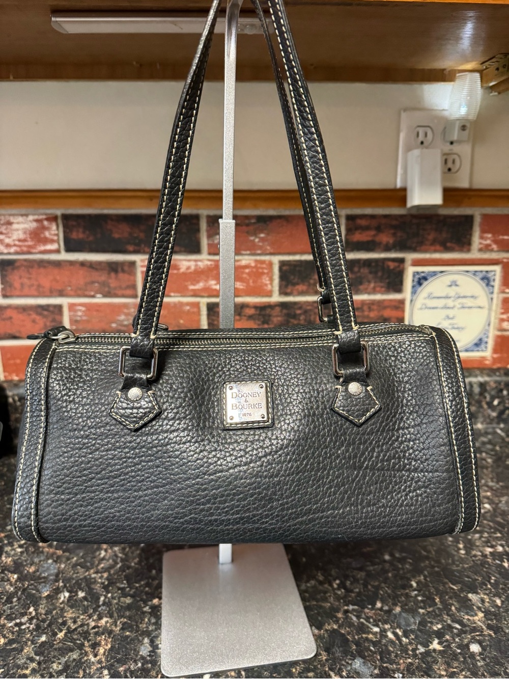 Dooney & Bourke Black Pebble Leather Mini Barrel Bag